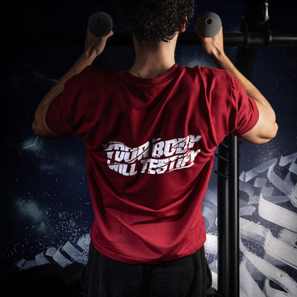 Performance Tee "Your body will testify" Burgundy