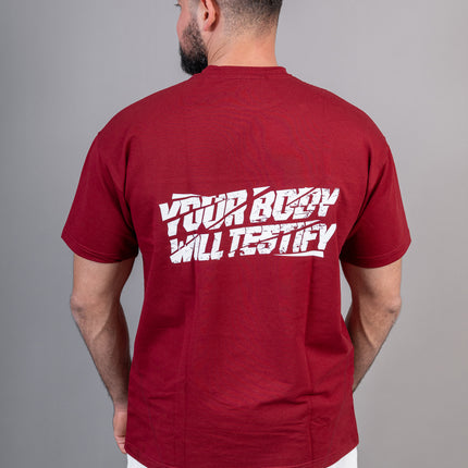 Performance Tee "Your body will testify" Burgundy
