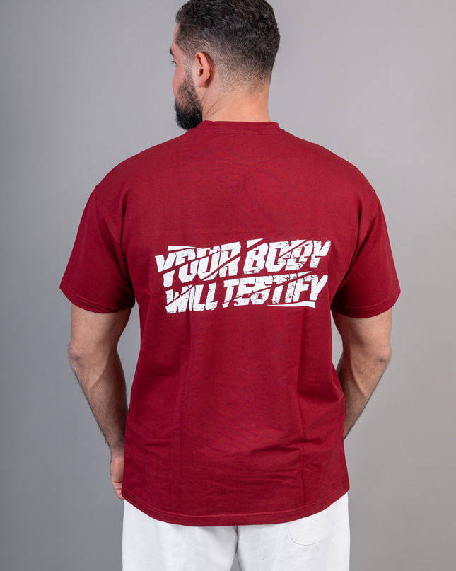 Performance Tee "Your body will testify" Burgundy